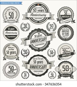 Anniversary retro badges collection 50 years