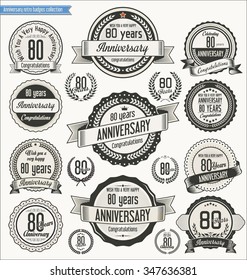 Anniversary retro badges collection 80 years