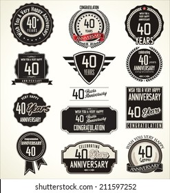 Anniversary retro badges and labels collection