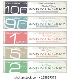 Anniversary retro banner, set