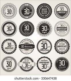 Anniversary retro labels collection 30 years