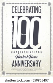 Anniversary retro vintage background 100 years