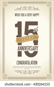 Anniversary retro vintage background 15 years