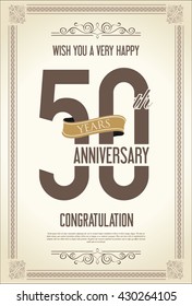 Anniversary retro vintage background 50 years