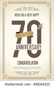 Anniversary retro vintage background 70 years