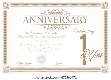 Anniversary Retro Vintage Background Vector 1 Year