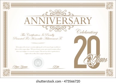 Anniversary retro vintage background vector 20 years