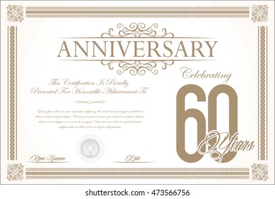 Anniversary retro vintage background vector 60 years