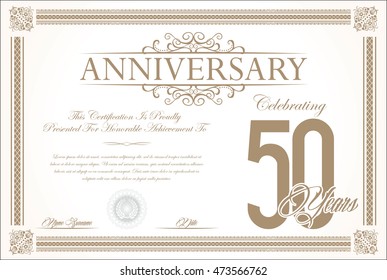 Anniversary retro vintage background vector 50 years