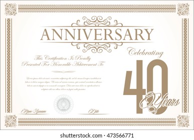 Anniversary retro vintage background vector 40 years