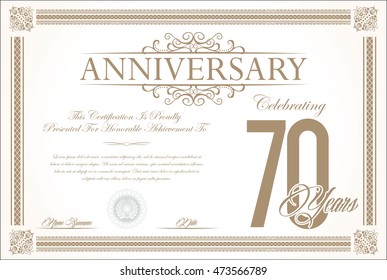 Anniversary retro vintage background vector 70 years
