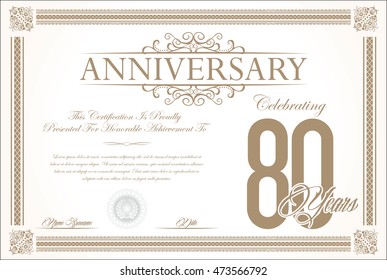 Anniversary retro vintage background vector 80 years