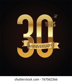 12 Anniversary Logo Gold Ribbon Template Stock Vector (Royalty Free ...