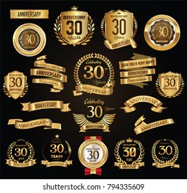 Anniversary retro vintage badges and labels vector illustration