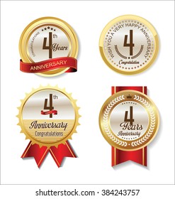 Anniversary Retro vintage golden labels collection 4 years