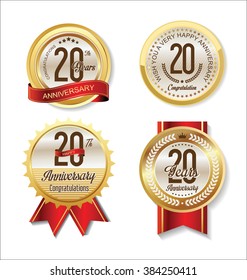 Anniversary Retro vintage golden labels collection 20 years