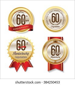 Anniversary Retro vintage golden labels collection 60 years