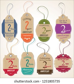 Anniversary retro vintage style badge design vector collection