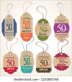 Anniversary retro vintage style badge design vector collection