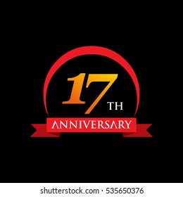 anniversary ribbon logo with red and orange color