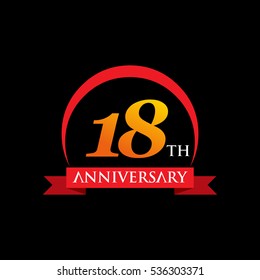 anniversary ribbon logo with red and orange color