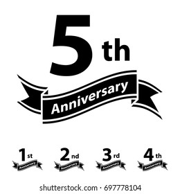anniversary ribbon number 1 2 3 4 5 vector