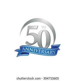 Anniversary Ring Logo Blue Ribbon 50