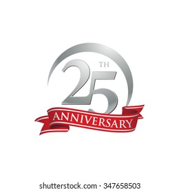 anniversary ring logo red ribbon 25