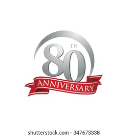 anniversary ring logo red ribbon 80