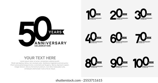 anniversary set, black color with ribbon for celebration event