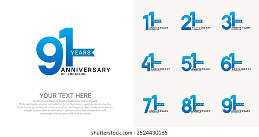 anniversary set, blue and black color with ribbon for celebration event