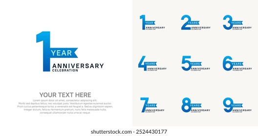 anniversary set, blue and black color with ribbon for celebration event