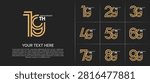Anniversary set design with double line number. gold and silver color for celebration event