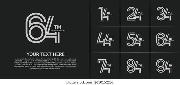 Anniversary set design with double line number. white color for celebration event