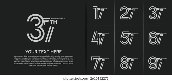 Anniversary set design with double line number. white color for celebration event