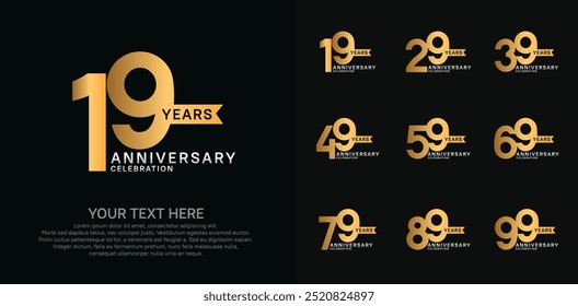 anniversary set, golden and silver color with ribbon for celebration event