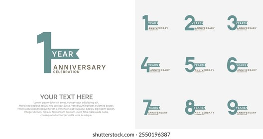 anniversary set, green and black color with ribbon for celebration event