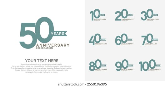anniversary set, green and black color with ribbon for celebration event