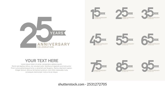 anniversary set, grey color with ribbon for celebration event