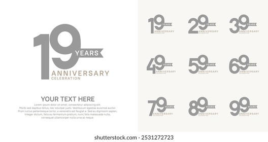 anniversary set, grey color with ribbon for celebration event