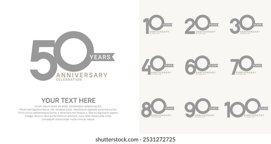 anniversary set, grey color with ribbon for celebration event