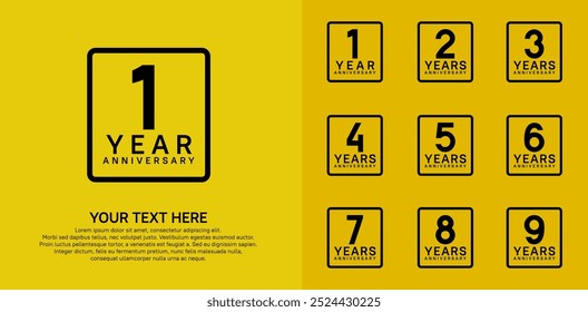 anniversary set logo style with black color in square for company celebration moment