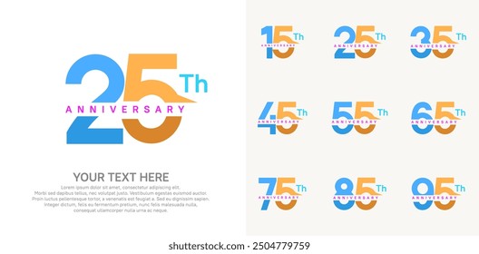 anniversary set logo style with blue and orange color for company celebration moment
