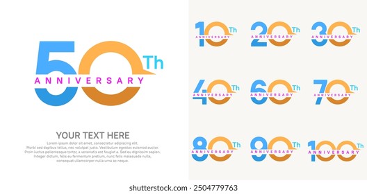 anniversary set logo style with blue and orange color for company celebration moment