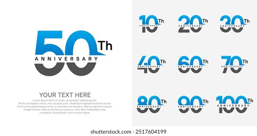 anniversary set logo style with blue and black color for company celebration moment