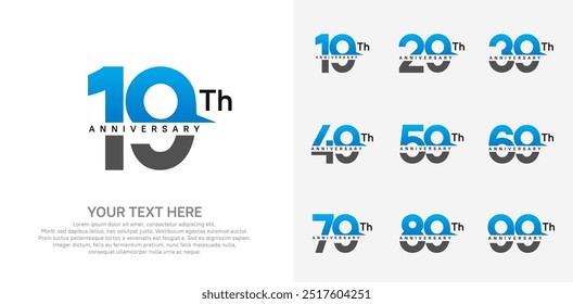 anniversary set logo style with blue and black color for company celebration moment