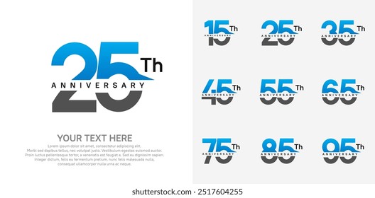 anniversary set logo style with blue and black color for company celebration moment
