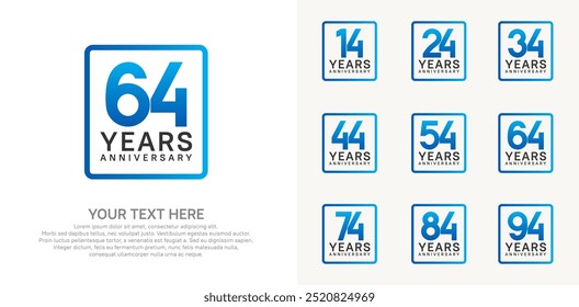 anniversary set logo style with blue and black color in square for company celebration moment