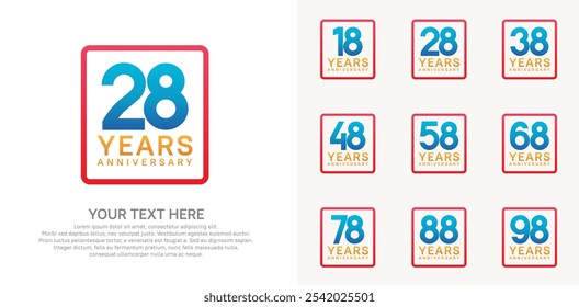 anniversary set logo style with blue color in square for company celebration moment