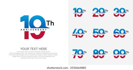 anniversary set logo style with blue and red color for company celebration moment